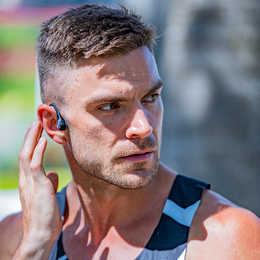 Mojawa Run Air Bone Conduction Headphones אוזניות אלחוטיות בטכנולוגית הולכת עצם בצבע שחור