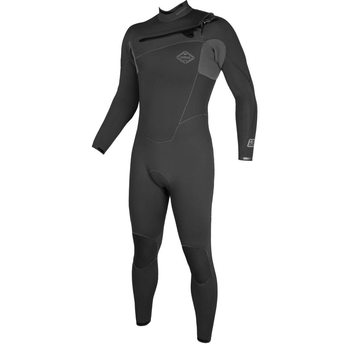 SOORUZ Fullsuit Men 4/3 CZ FIGHTER Organic Oysterprene Black חליפת גלישה לגברים בצבע שחור בעובי 4/3 מ"מ עם רוכסן חזה