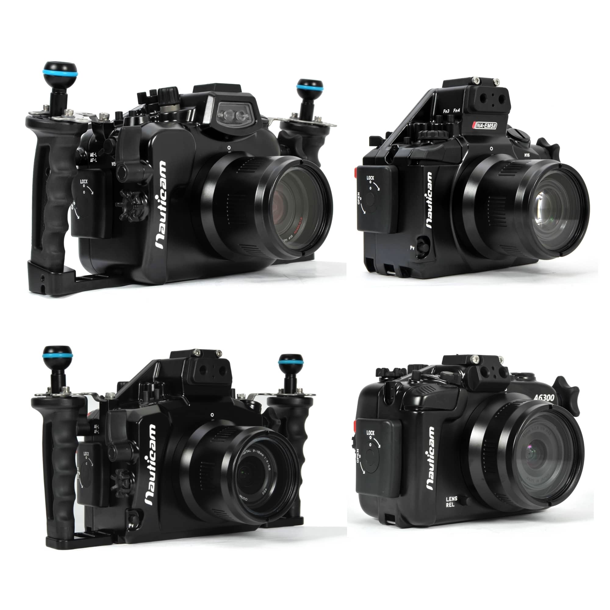 מארזי צלילה Nauticam למצלמות Mirrorless (ללא מראה) עם עדשות מתחלפות - דוגית